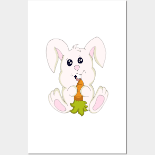 Cute Bunny With Carrot Posters and Art